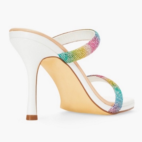 NIB Pastel Rainbow Rhinestone Sandal Heels - Picture 4 of 8